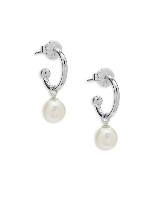 Saks Fifth Avenue Sterling Freshwater Pearl Hoop Earrings