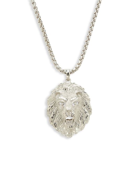 Saks Fifth Avenue Sterling Lion Face Pendant Necklace