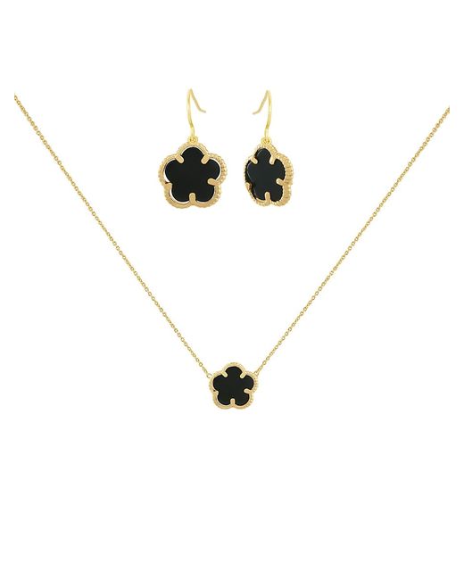 Jan-Kou Flower 2-Piece 14K Goldplated Drop Earrings Pendant Necklace Set