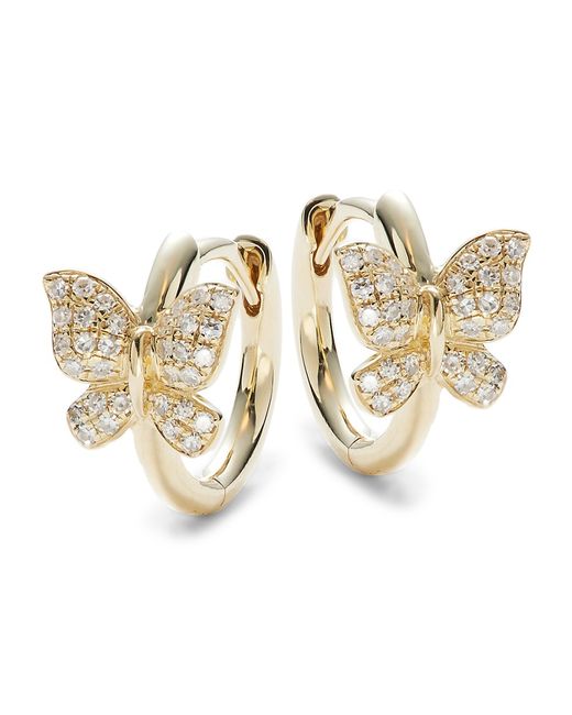 Saks Fifth Avenue 14K Diamond Butterfly Huggie Earrings