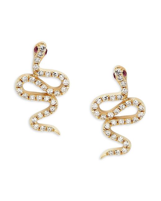 Saks Fifth Avenue 14K Gold Diamond Serpant Earrings