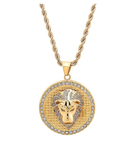 Anthony Jacobs 18K Goldplated Stainless Steel Diamond Lion Head Pendant Necklace