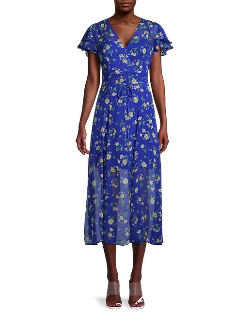 French Connection Jasmine Crinkle Floral Midi Dress