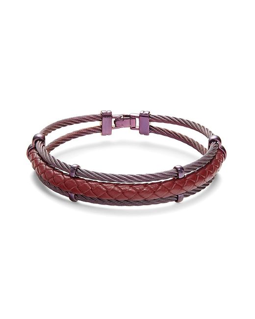 Alor Stainless Steel Leather Cable Bracelet