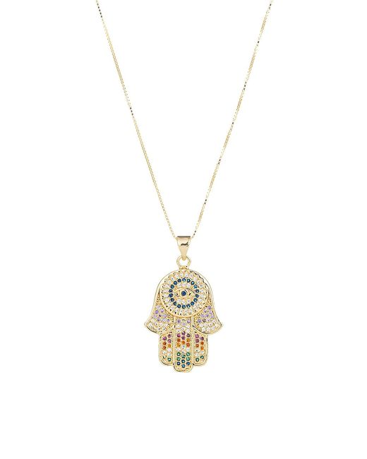Eye Candy LA Luxe Collection 18K Goldplated Sterling Cubic Zirconia Hamsa Pendant Necklace