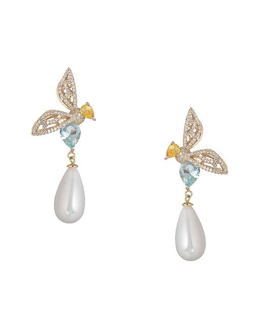 Eye Candy LA Luxe Collection Nefertetti Bee 18K Goldplated 8MM Shell Pearl Cubic Zirconia Drop Earring