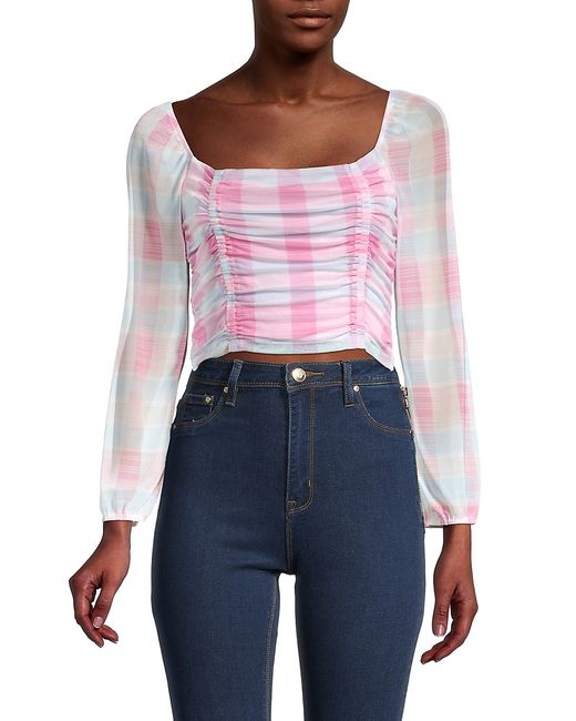 BCBGeneration Checked Ruched Crop Top