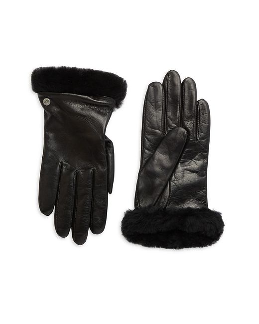 Ugg Shearling-Trim Leather Gloves