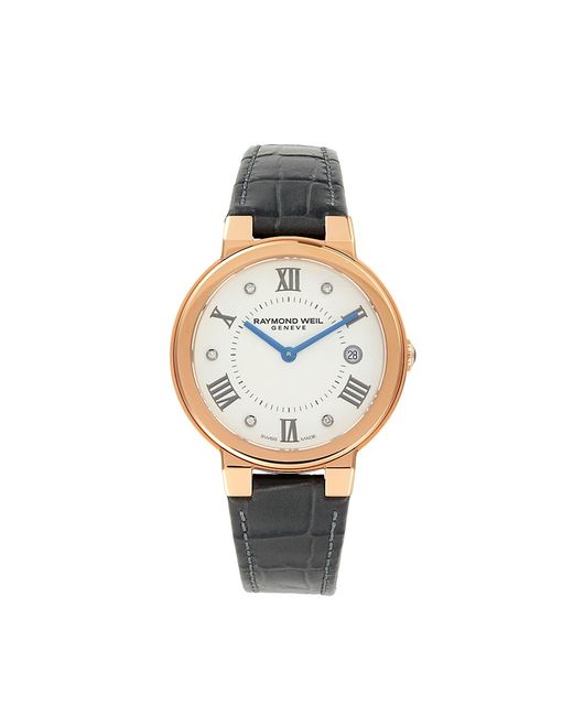 Raymond Weil Rose Goldtone Stainless Steel Diamond Leather-Strap Watch