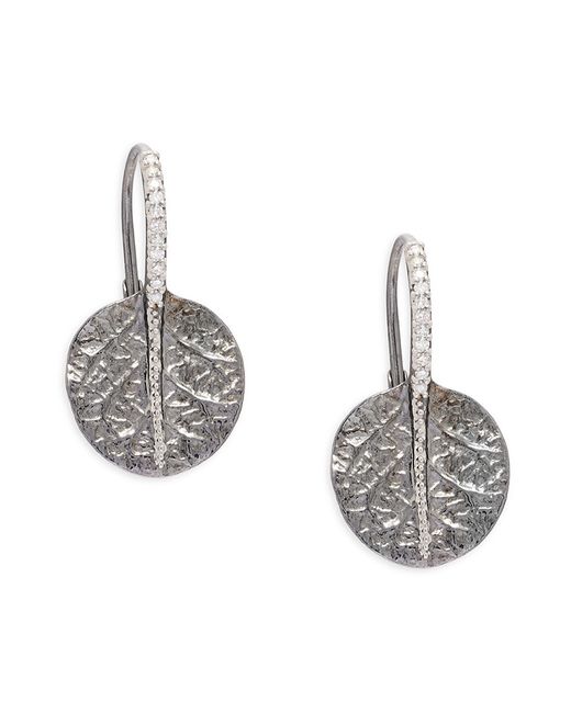 Michael Aram Rhodium Plated Sterling Silver Diamond Botanical Leaf Earrings