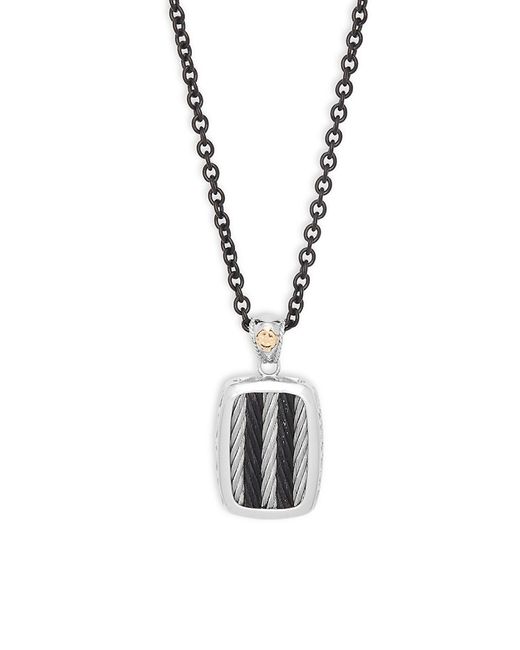 Alor Stainless Steel Rectangle Cable Pendant Necklace