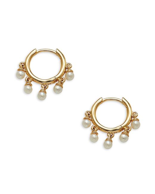 Saks Fifth Avenue 14K 2-3MM Freshwater Cultured Pearl Huggie Earrings
