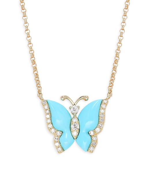 Effy 14K Gold Diamond Butterfly Pendant Necklace