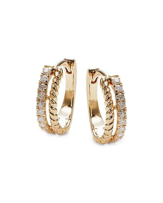 Saks Fifth Avenue 14K Diamond Hoop Earrings
