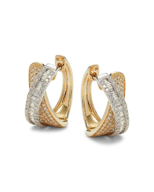 Effy 14K Two-Tone Gold Diamond Earrings