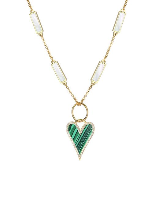 Gabi Rielle Love Is Pearl Malachite Heart Charm Necklace