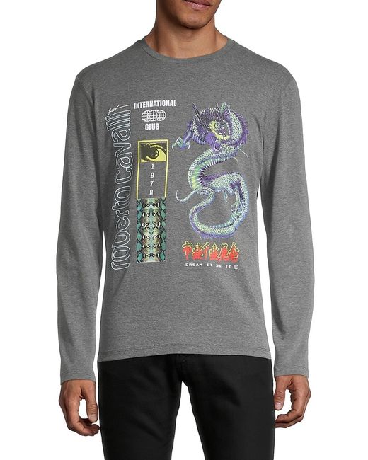 Roberto Cavalli Sport Dragon Graphic Long-Sleeve T-Shirt