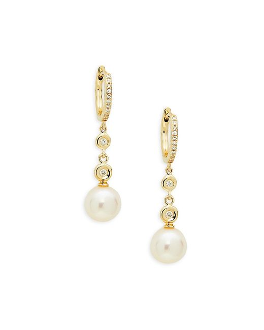 Saks Fifth Avenue 14K 6MM Cultured Freshwater Pearl Diamond Drop Earrings
