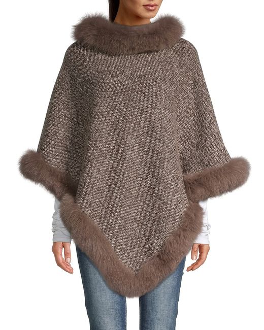 La Fiorentina Tweed Fox Fur-Trimmed Poncho