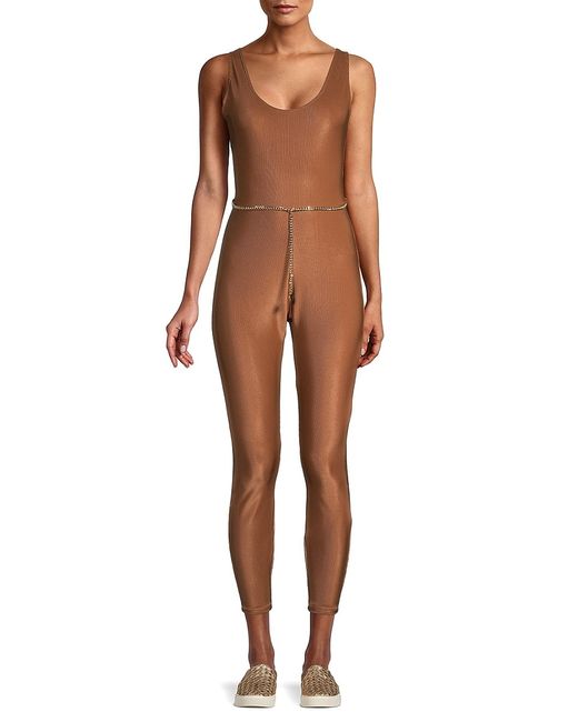 WeWoreWhat Belted Stretch Moiré Jumpsuit