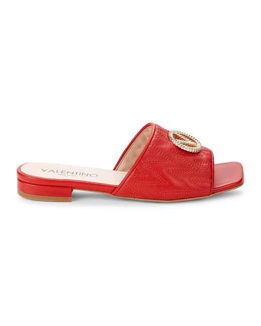 Valentino Bags by Mario Valentino Afrodite Logo Quilted Leather Slip-on Sandals