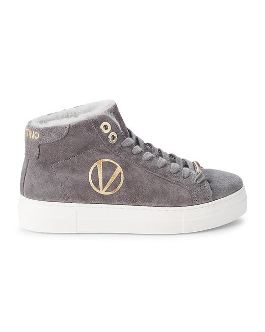 Valentino Bags by Mario Valentino Petra Logo Faux Fur-Lined Suede High-Top Sneakers