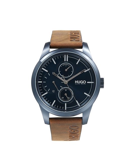 Hugo Hugo Boss Discover Stainless Steel Leather-Strap Watch
