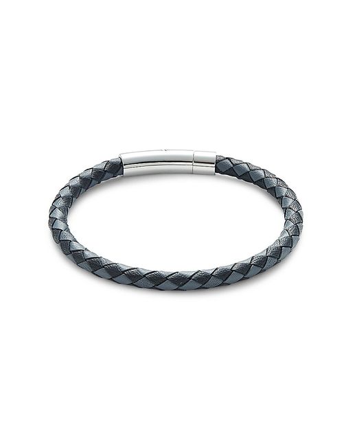 Thompson of London Braided Leather Stainless Steel Bracelet