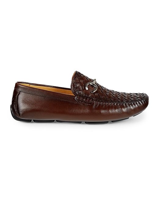 Saks Fifth Avenue Woven Leather Bit Driving Loafers