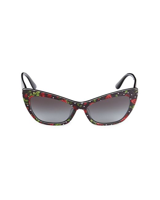 Dolce & Gabbana 56MM Cat Eye Rose-Print Sunglasses
