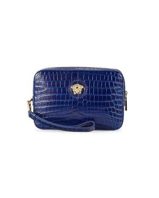 Versace Textured Leather Wristlet Pouch