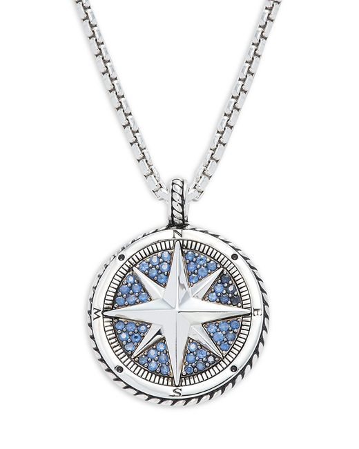 Effy Sterling Sapphire Compass Pendant Necklace