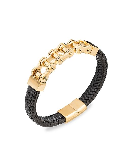 Eye Candy LA Luxe Luca Bicycle Chain Titanium Leather Bracelet