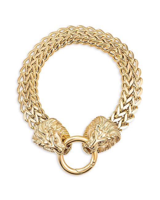Eye Candy LA Luxe Titanium Double Lion Head Chain Bracelet