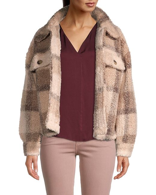 BB Dakota Plaid To See You Faux Fur Jacket