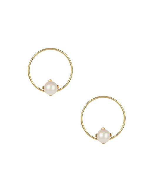 Saks Fifth Avenue 14K 5.25MM Cultured Pearl Open Circle Earrings