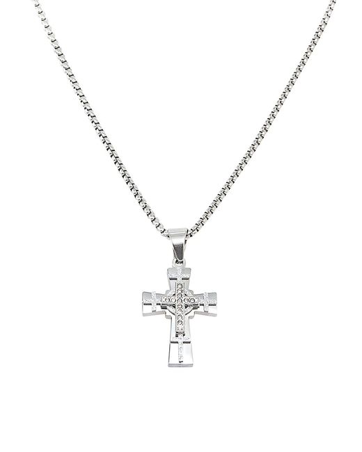 Jean Claude Dell Arte Stainless Steel Cubic Zirconia Cross Station Necklace