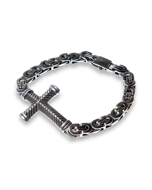 Jean Claude Dell Arte Stainless Steel Link Cross Bracelet