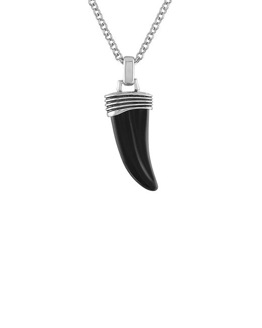 Esquire Men's Jewelry Sterling Silver Onyx Horn Pendant Necklace