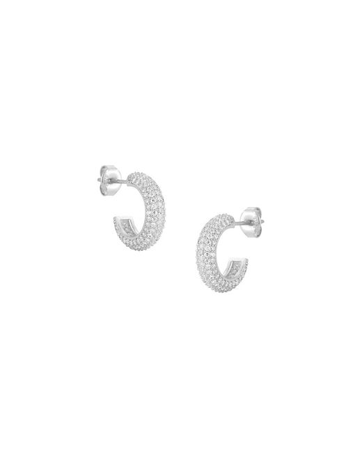 Chloe & Madison Rhodium-Plated Sterling Cubic Zirconia Hoop Earrings