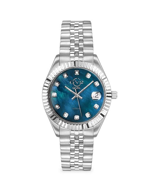 Gv2 Naples Stainless Steel Mother-Of-Pearl Diamond Bracelet Watch