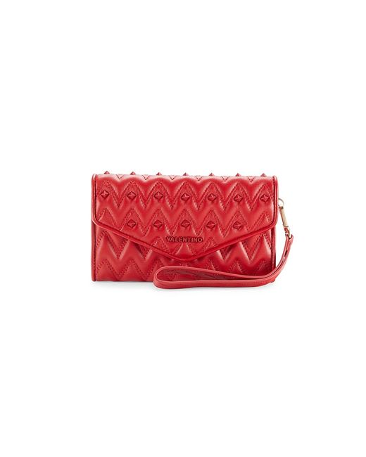 Valentino Bags by Mario Valentino Studded Quilted Leather Wristlet Pouch