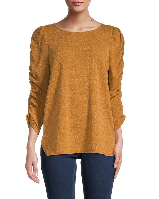 Max Studio Ribbed Ruched-Sleeve Top