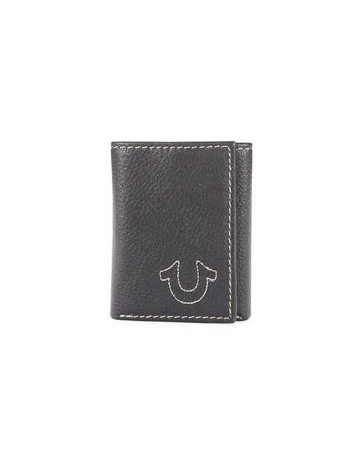 True Religion Logo Leather Tri-Fold Wallet