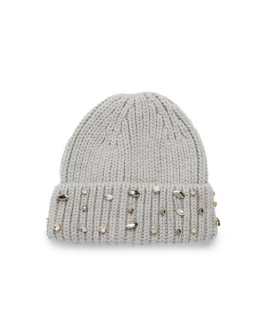 Badgley Mischka Embellished Cable-Knit Beanie