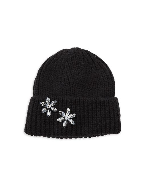 Badgley Mischka Embellished Wool-Blend Cable-Knit Beanie
