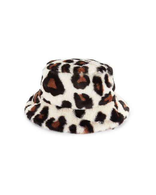 Badgley Mischka Leopard-Print Faux Fur Bucket Hat