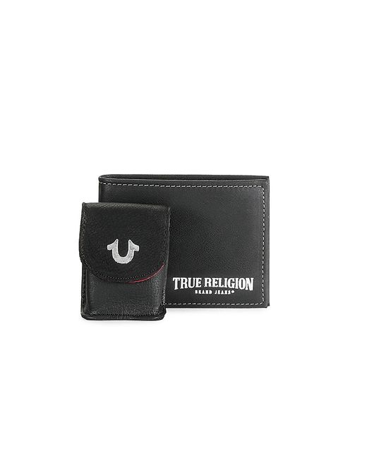 True Religion 2-Piece Leather Wallet AirPods Case Cover Set