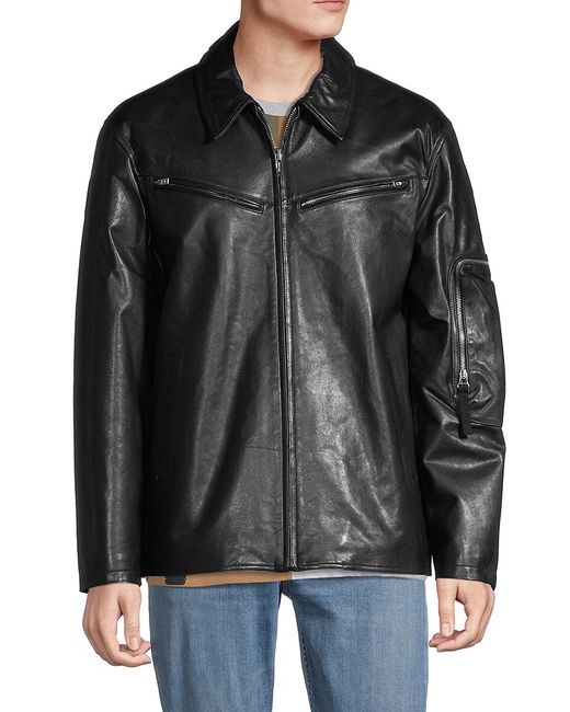 Helmut Lang Structured Zip Leather Jacket
