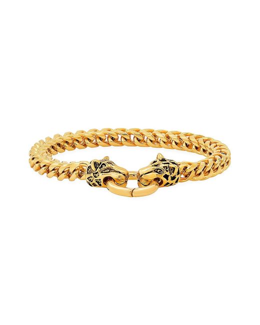 Anthony Jacobs 18K Plated Stainless Steel Tigers Head Bracelet